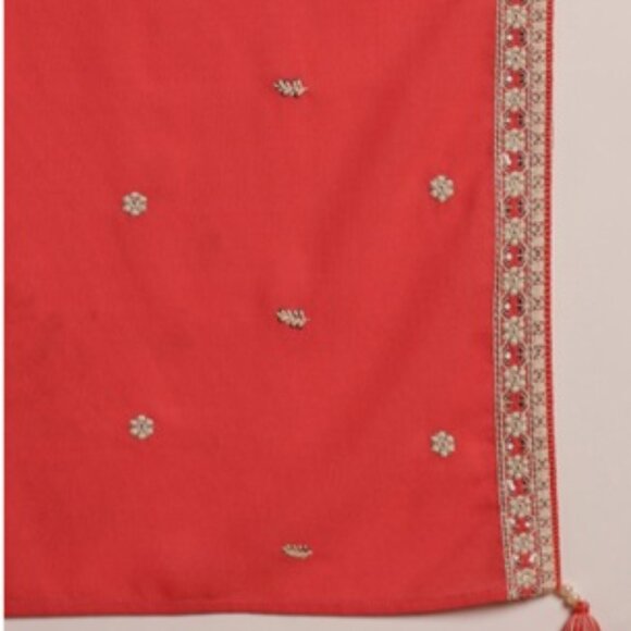 Pink Ethnic Motifs Embroidered Thread Work Georgette Anarkali Kurta With Dupatta - Picture 4 of 7